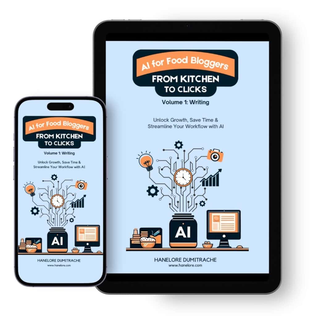 AI for food bloggers ebook mockup on ipad and iphone