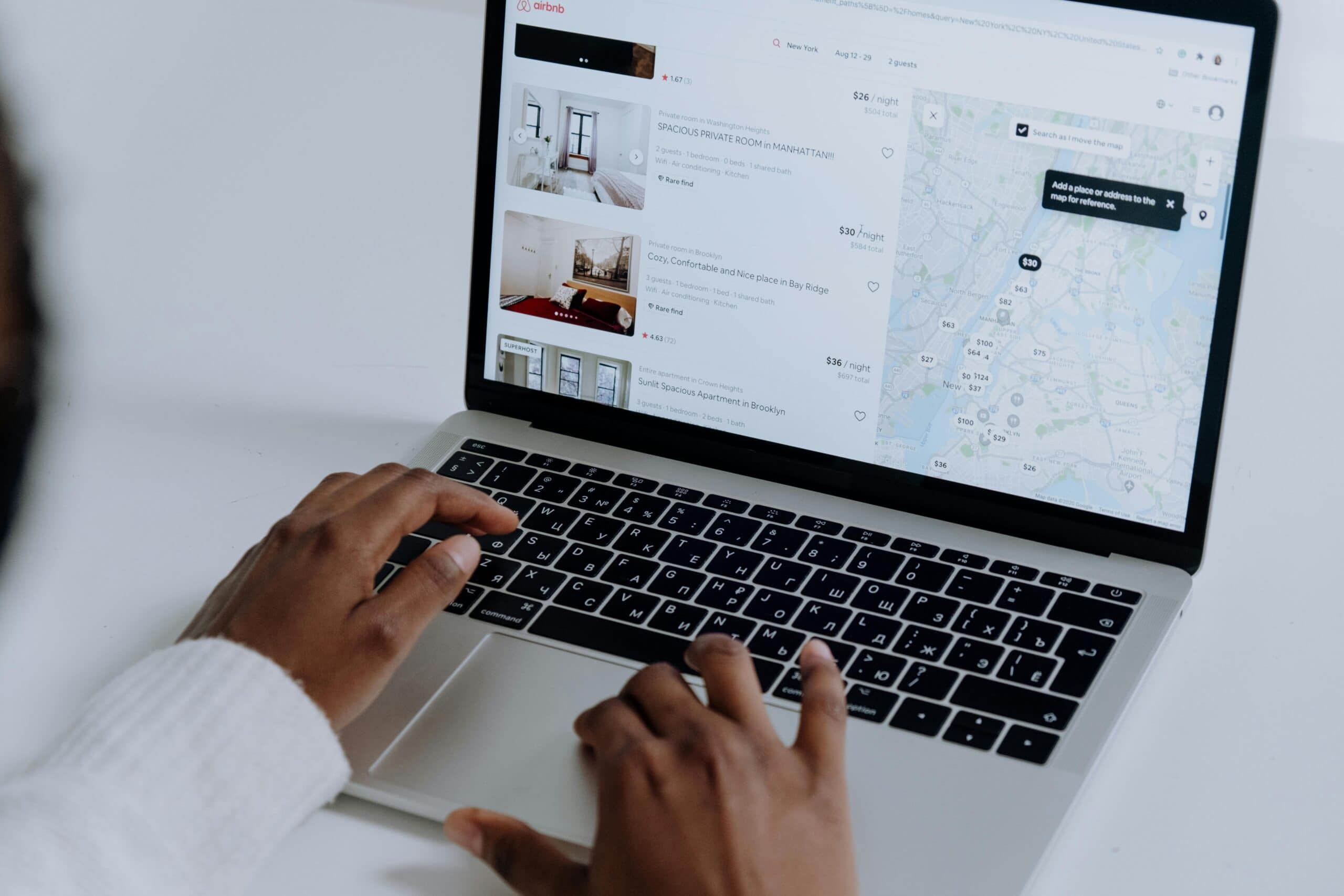 Airbnb website on a laptop computer