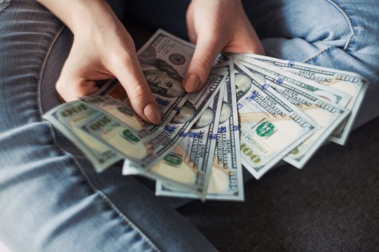 Banknotes fanned out