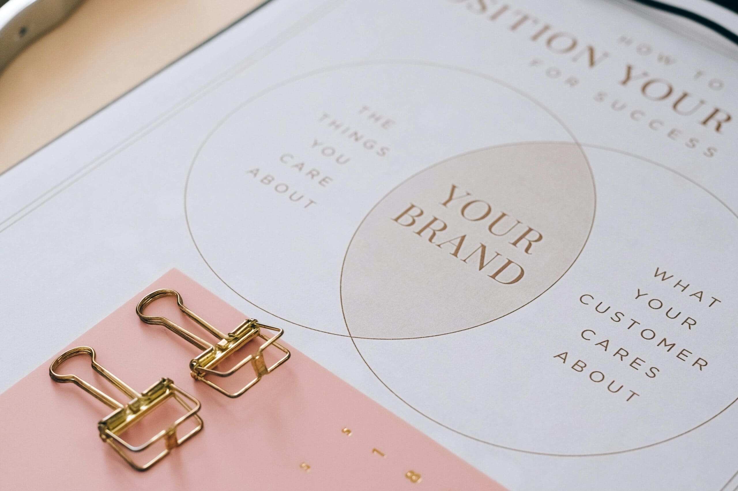 Sheet of paper with 'your brand' venn diagram on it