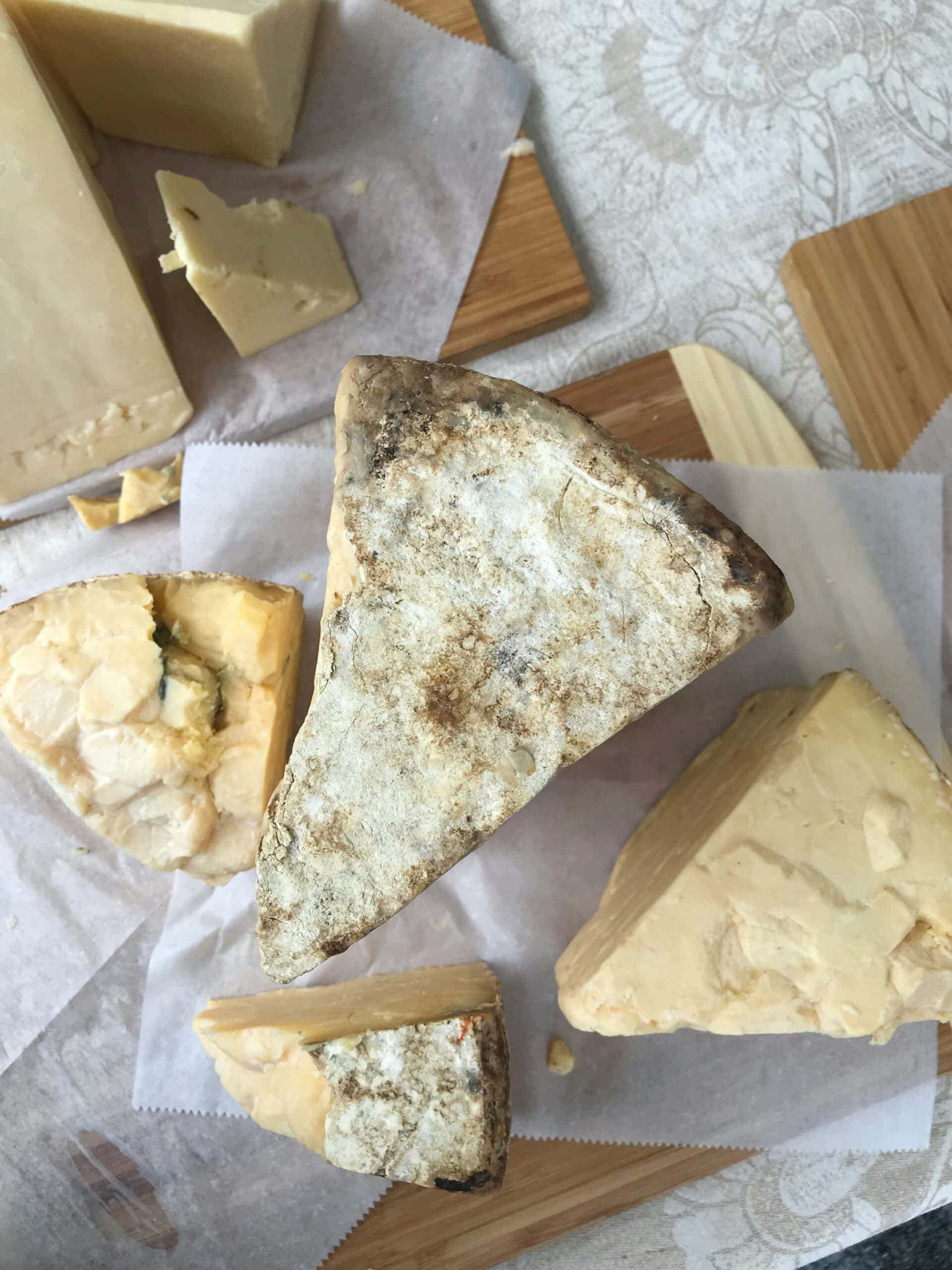 Lots of different types of cheeses