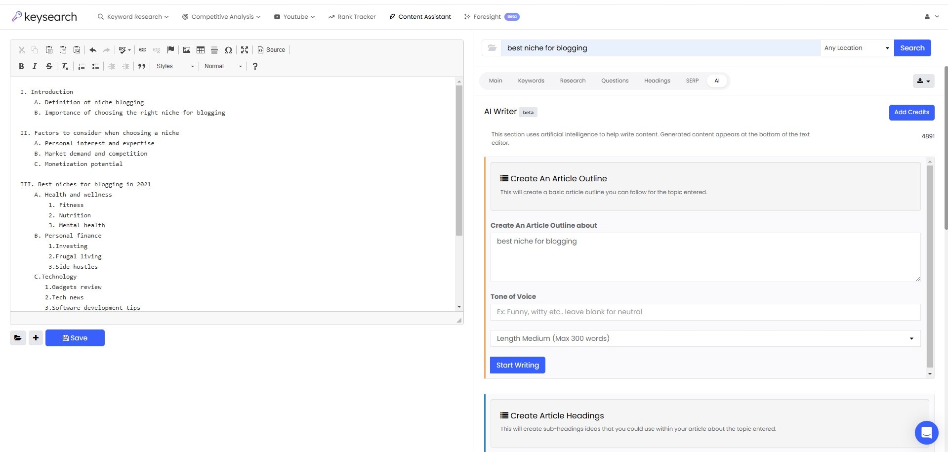 KeySearch AI Writer